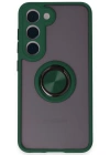 Newface Samsung Galaxy S23 Kılıf Montreal Yüzüklü Silikon Kapak - Yeşil