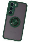 Newface Samsung Galaxy S23 Kılıf Montreal Yüzüklü Silikon Kapak - Yeşil
