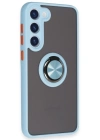 Newface Samsung Galaxy S23 Plus Kılıf Montreal Yüzüklü Silikon Kapak - Buz Mavi