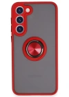 Newface Samsung Galaxy S23 Plus Kılıf Montreal Yüzüklü Silikon Kapak - Kırmızı