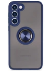 Newface Samsung Galaxy S23 Plus Kılıf Montreal Yüzüklü Silikon Kapak - Lacivert