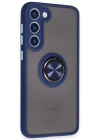 Newface Samsung Galaxy S23 Plus Kılıf Montreal Yüzüklü Silikon Kapak - Lacivert