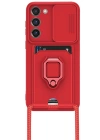 Newface Samsung Galaxy S23 Plus Kılıf Zuma Kartvizitli Yüzüklü Silikon - Kırmızı
