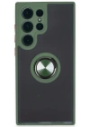Newface Samsung Galaxy S23 Ultra Kılıf Montreal Yüzüklü Silikon Kapak - Yeşil
