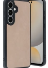 Newface Samsung Galaxy S24 FE Kılıf Aras Deri Kapak - Pudra