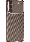 Newface Samsung Galaxy S24 FE Kılıf Auto Focus Karbon Kapak - Kahverengi