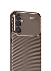 Newface Samsung Galaxy S24 FE Kılıf Auto Focus Karbon Kapak - Kahverengi