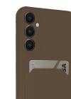 Newface Samsung Galaxy S24 FE Kılıf Kelvin Kartvizitli Silikon - Kahverengi