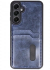 Newface Samsung Galaxy S24 FE Kılıf Sara Kartvizitli Deri Kılıf - Lacivert