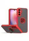 Newface Samsung Galaxy S24 Kılıf Montreal Yüzüklü Silikon Kapak - Kırmızı
