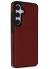 Newface Samsung Galaxy S24 Kılıf Ozzi Magsafe Deri Kapak - Kırmızı