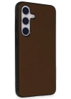 Newface Samsung Galaxy S24 Kılıf Taft Kapak - Kahverengi