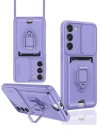 Newface Samsung Galaxy S24 Plus Kılıf Zuma Kartvizitli Yüzüklü Silikon - Lila