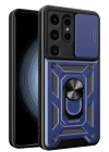 Newface Samsung Galaxy S24 Ultra Kılıf Pars Lens Yüzüklü Silikon - Lacivert