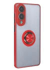 Newface Samsung Galaxy S25 Edge Kılıf Montreal Yüzüklü Silikon Kapak - Kırmızı
