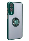 Newface Samsung Galaxy S25 Edge Kılıf Montreal Yüzüklü Silikon Kapak - Yeşil