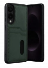 Newface Samsung Galaxy S25 Edge Sara Kartvizitli Deri Kılıf - Koyu Yeşil