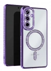 Newface Samsung Galaxy S25 Kılıf Joke Simli Magneticsafe Kılıf - Derin Mor