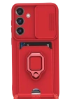 Newface Samsung Galaxy S25 Plus Kılıf Zuma Kartvizitli Yüzüklü Silikon - Kırmızı