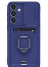 Newface Samsung Galaxy S25 Plus Kılıf Zuma Kartvizitli Yüzüklü Silikon - Lacivert