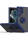 Newface Samsung Galaxy S25 Ultra Kılıf Montreal Yüzüklü Silikon Kapak - Lacivert