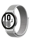 Newface Samsung Galaxy Watch 4 Hasırlı Cırtcırtlı Kordon - Beyaz