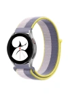 Newface Samsung Galaxy Watch 4 Hasırlı Cırtcırtlı Kordon - Gri-Beyaz
