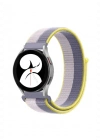 Newface Samsung Galaxy Watch 4 Hasırlı Cırtcırtlı Kordon - Gri-Beyaz