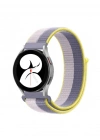 Newface Samsung Galaxy Watch 4 Hasırlı Cırtcırtlı Kordon - Gri-Beyaz