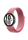 Newface Samsung Galaxy Watch 4 Hasırlı Cırtcırtlı Kordon - Pembe