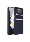 Newface Samsung Galaxy Z Flip 4 Kılıf Belt Flip Kapak - Lacivert