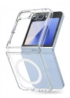 Newface Samsung Galaxy Z Flip 6 Kılıf Magneticsafe Şeffaf Silikon - Şeffaf