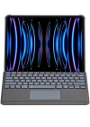 Newface T5509D iPad Pro 12.9 (2022) Kılıf Palermo Ledli Klavyeli Standlı Tablet Kılıfı - Siyah