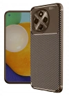 Newface Tecno Spark 30 Pro Kılıf Auto Focus Karbon Kapak - Kahverengi