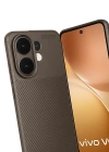 Newface Vivo V60 5G Auto Focus Karbon Kapak - Kahverengi