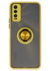Newface Vivo Y11S Kılıf Montreal Yüzüklü Silikon Kapak - Sarı
