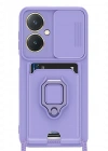 Newface Vivo Y27 Kılıf Zuma Kartvizitli Yüzüklü Silikon - Lila
