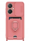 Newface Vivo Y27 Kılıf Zuma Kartvizitli Yüzüklü Silikon - Pembe