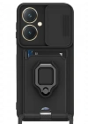 Newface Vivo Y27 Kılıf Zuma Kartvizitli Yüzüklü Silikon - Siyah