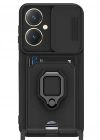 Newface Vivo Y27 Kılıf Zuma Kartvizitli Yüzüklü Silikon - Siyah