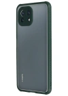 Newface Xiaomi Mİ 11 Lite Kılıf Miami Şeffaf Silikon - Koyu Yeşil