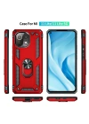 Newface Xiaomi Mİ 11 Lite Kılıf Sofya Yüzüklü Silikon Kapak - Kırmızı