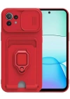 Newface Xiaomi Mİ 11 Lite Kılıf Zuma Kartvizitli Yüzüklü Silikon - Kırmızı