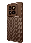 Newface Xiaomi Mi 14T Pro Kılıf Auto Focus Karbon Kapak - Kahverengi