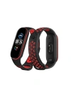 Newface Xiaomi Mi Band 4 Spor Delikli Kordon - Siyah-Kırmızı