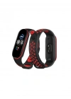Newface Xiaomi Mi Band 6 Spor Delikli Kordon - Siyah-Kırmızı