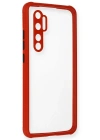 Newface Xiaomi Mi Note 10 Lite Kılıf Miami Şeffaf Silikon - Kırmızı