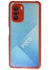 Newface Xiaomi Poco F3 Kılıf Miami Şeffaf Silikon - Kırmızı