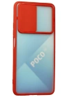 Newface Xiaomi Poco F3 Kılıf Palm Buzlu Kamera Sürgülü Silikon - Kırmızı