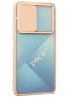 Newface Xiaomi Poco F3 Kılıf Palm Buzlu Kamera Sürgülü Silikon - Pembe
